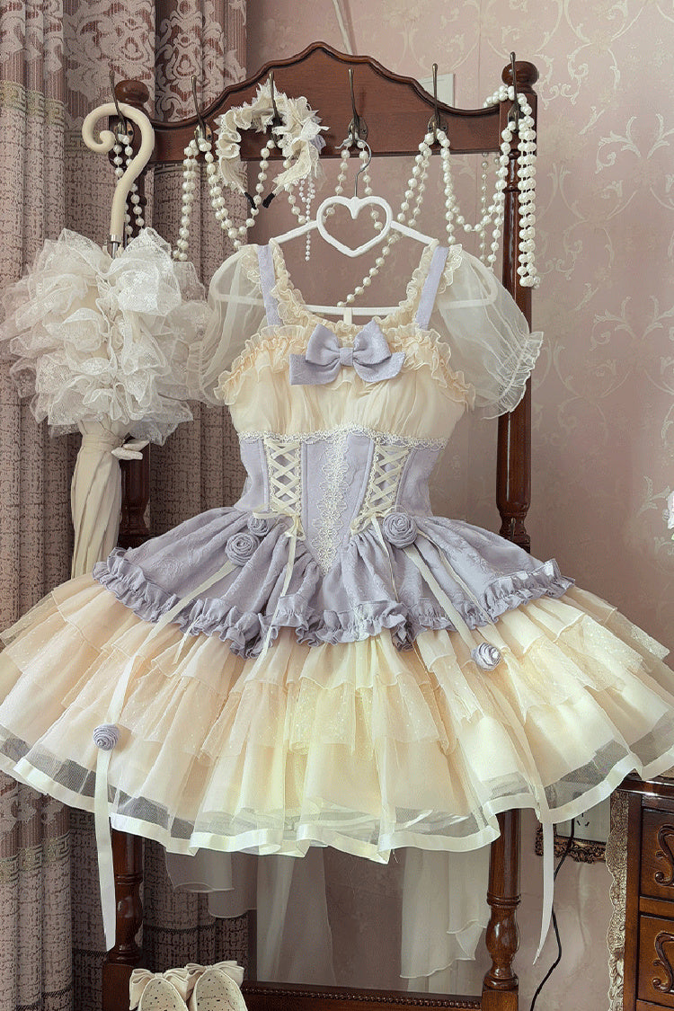 Lolita Jumper Skirt - Purple/ivory Dance Of Time, 2 Colors, Ballet-Inspired Style - additional product view 7