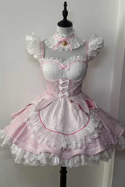 Lolita Jumper Skirt - Ram Rem, Pink, Sweet Style, Bow Detail, Ruffled - additional product view 2