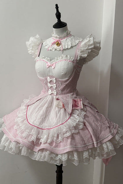 Lolita Jumper Skirt - Ram Rem, Pink, Sweet Style, Bow Detail, Ruffled - additional product view 4