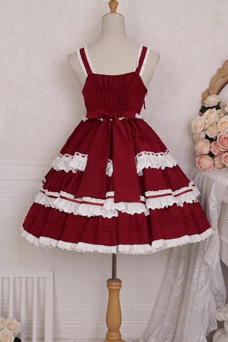 Lolita Jumper Skirt - Red/white, 2 Colors, Sweet Style, Bow Detail - additional product view 4