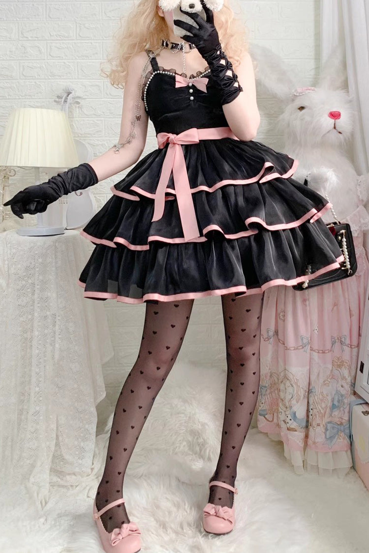 Lolita Jumper Skirt - Rose Contrast Color Large Swing, 3 Colors, Layered, Gothic Style - main product image
