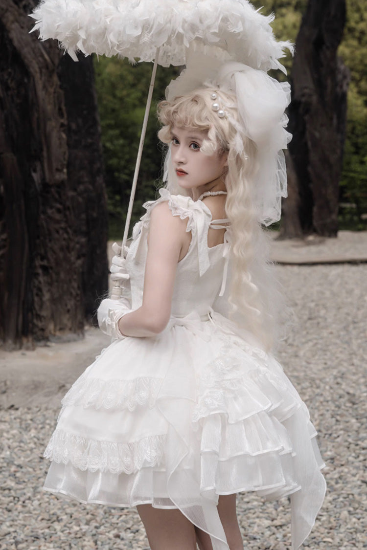 Lolita Jumper Skirt - Rose Multi-layer, White, Gothic Style - Kawaii Layering Dress - additional product view 9