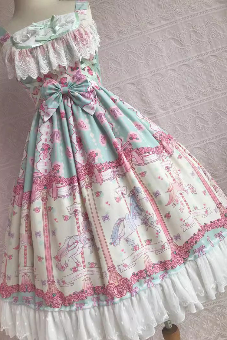 Lolita Jumper Skirt - Rose Trojan Print, 3 Colors, Printed, Sweet Style, Bow Detail - additional product view 6