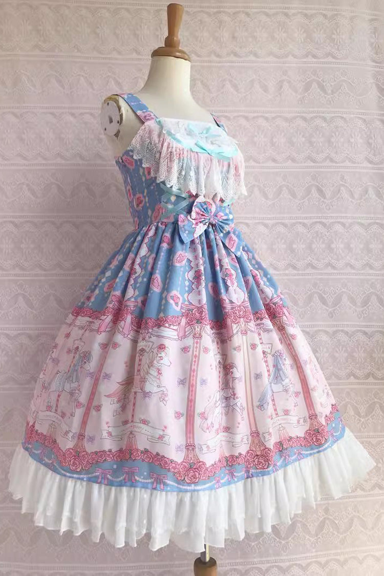 Lolita Jumper Skirt - Rose Trojan Print, 3 Colors, Printed, Sweet Style, Bow Detail - additional product view 8
