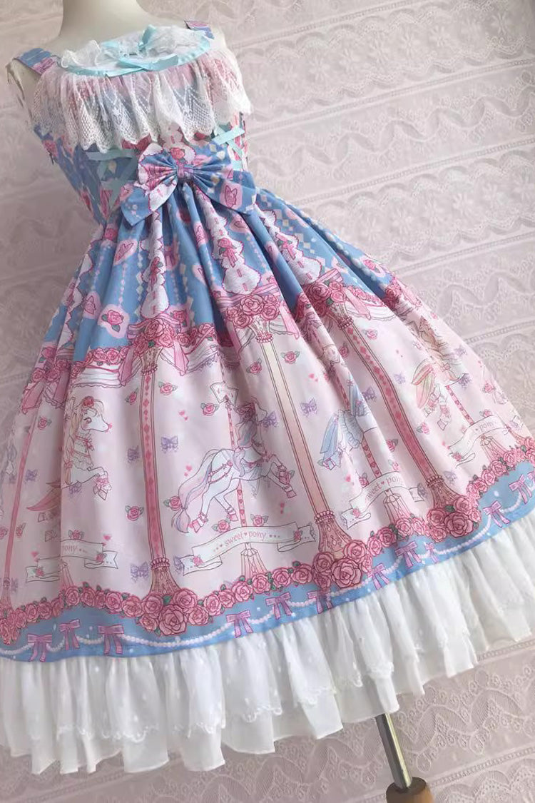 Lolita Jumper Skirt - Rose Trojan Print, 3 Colors, Printed, Sweet Style, Bow Detail - additional product view 9