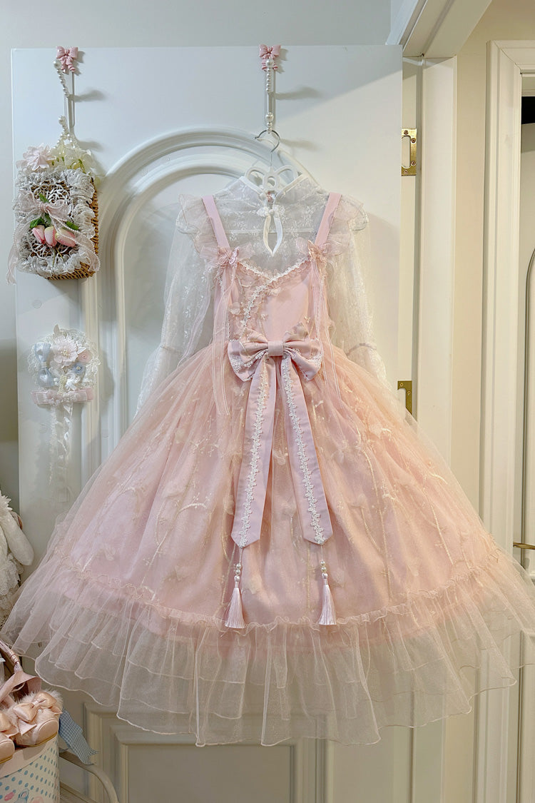 Lolita Jumper Skirt - Ruffle Embroidery Bowknot Lace, 2 Colors, Sweet Style, Bow Detail - additional product view 3