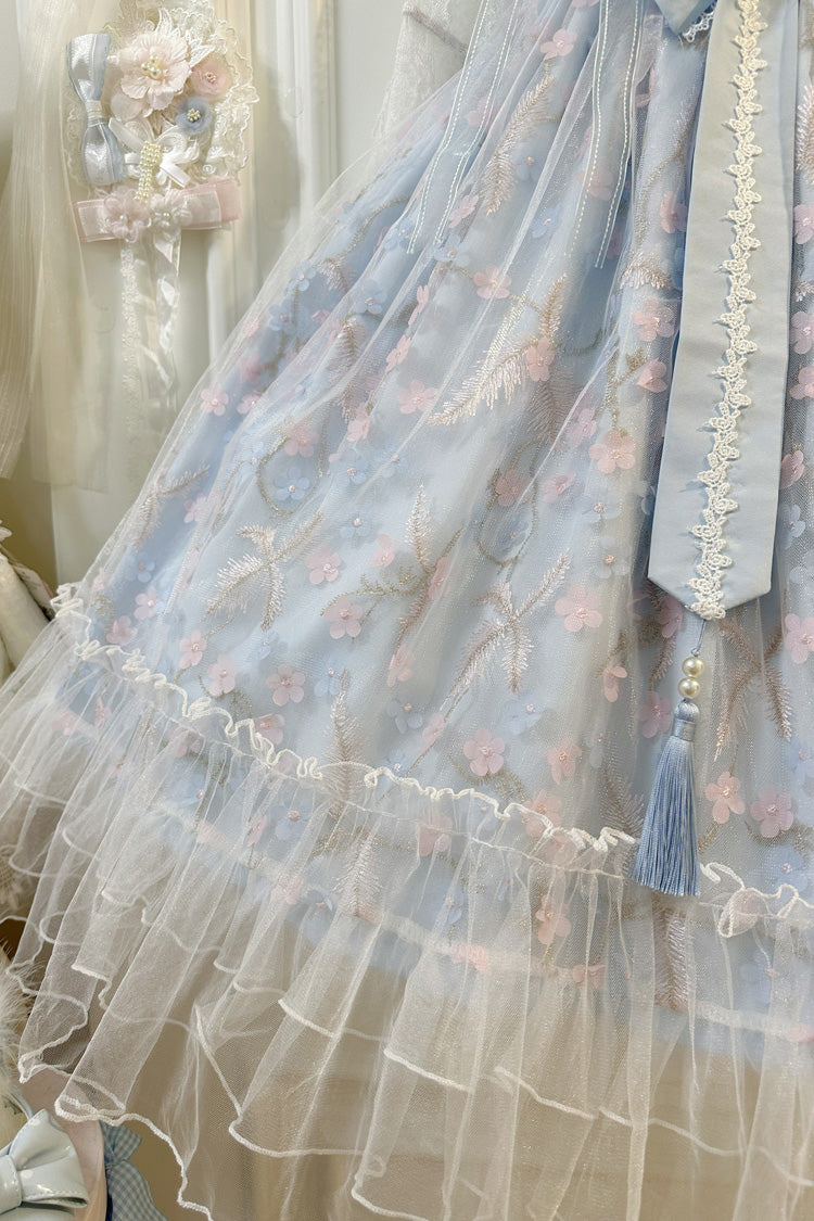Lolita Jumper Skirt - Ruffle Embroidery Bowknot Lace, 2 Colors, Sweet Style, Bow Detail - additional product view 6