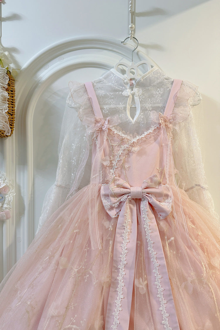 Lolita Jumper Skirt - Ruffle Embroidery Bowknot Lace, 2 Colors, Sweet Style, Bow Detail - additional product view 7