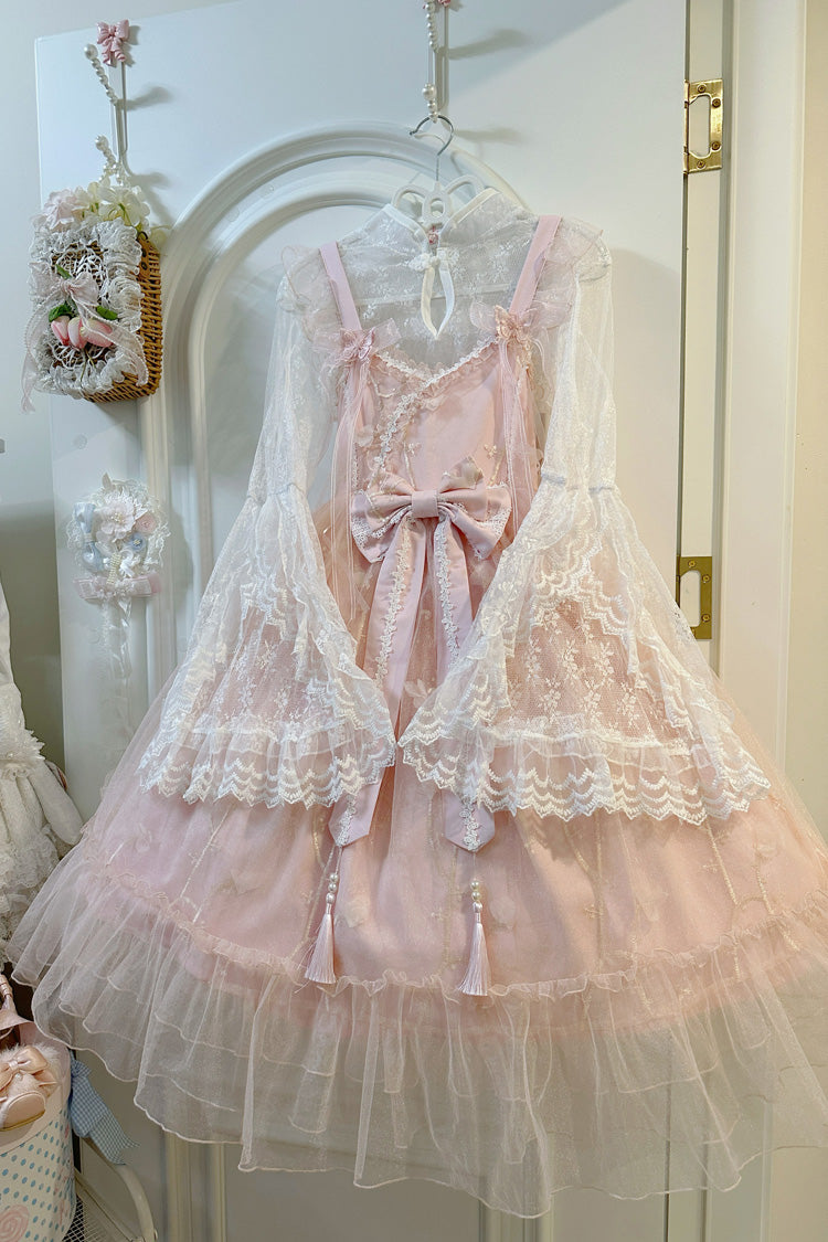 Lolita Jumper Skirt - Ruffle Embroidery Bowknot Lace, 2 Colors, Sweet Style, Bow Detail - additional product view 9
