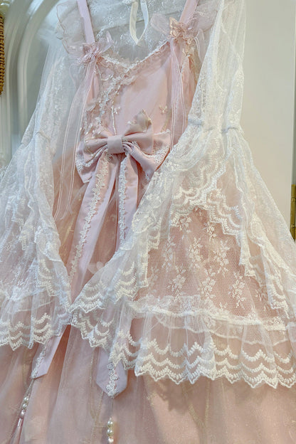Lolita Jumper Skirt - Ruffle Embroidery Bowknot Lace, 2 Colors, Sweet Style, Bow Detail - additional product view 10