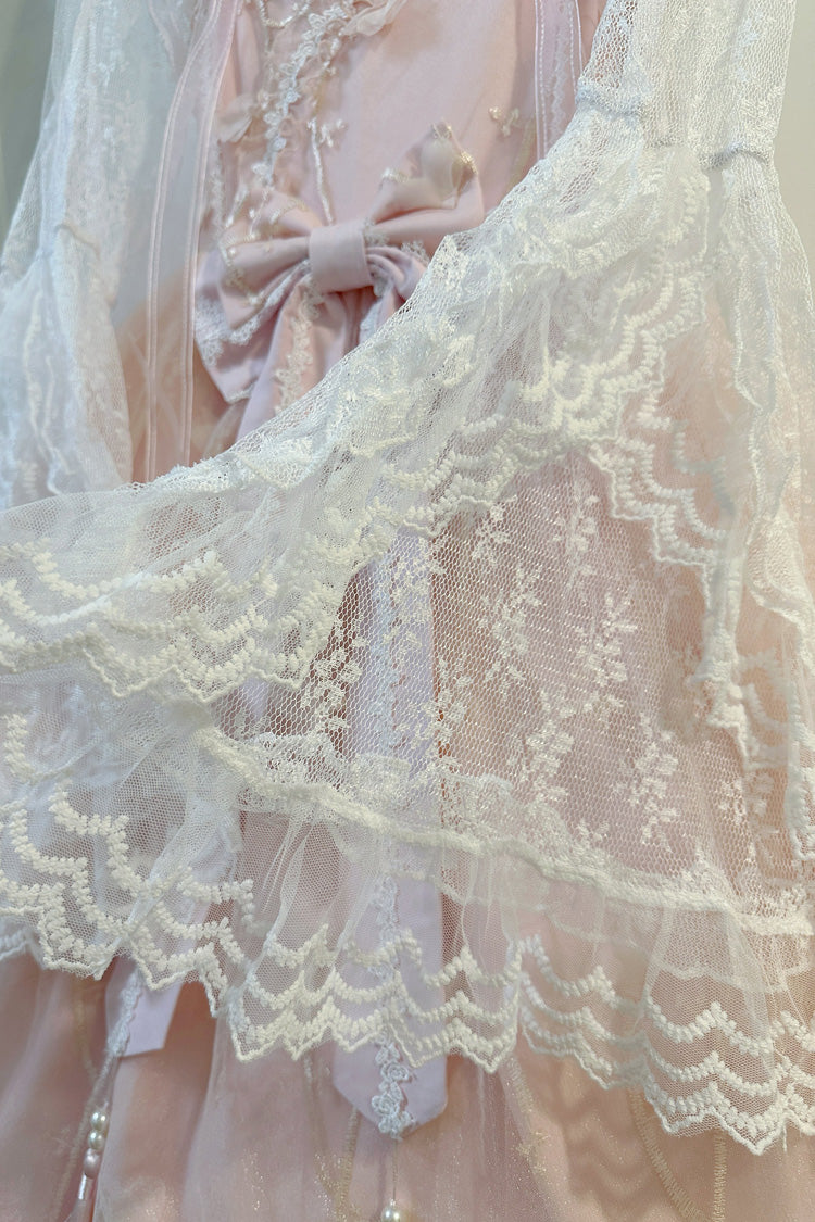 Lolita Jumper Skirt - Ruffle Embroidery Bowknot Lace, 2 Colors, Sweet Style, Bow Detail - additional product view 11