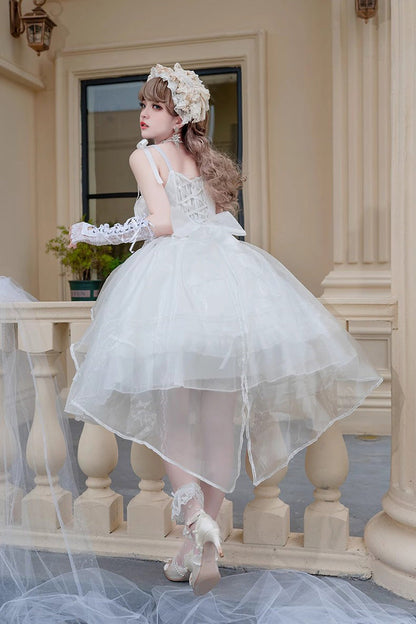Lolita Jumper Skirt - Ruffle Sleeping Garden Hanayome, White, Bow Detail, Ruffled - additional product view 7