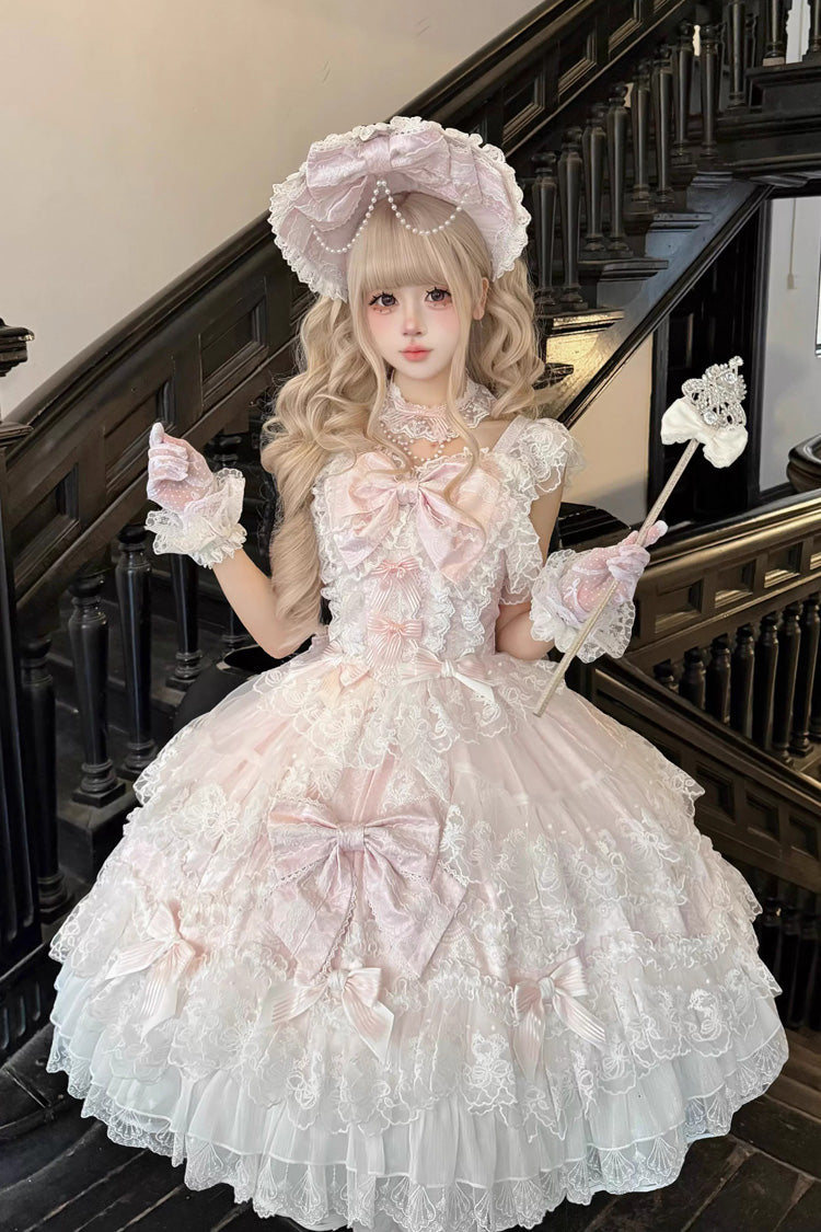 Lolita Jumper Skirt - Sakura Dream Romance, Pink, Layered, Sweet Style, Bow Detail - additional product view 5