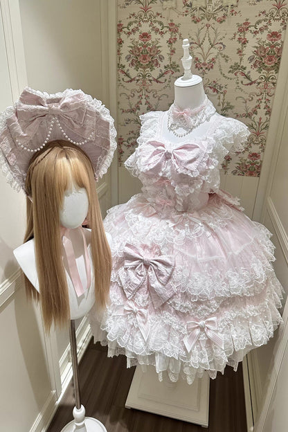 Lolita Jumper Skirt - Sakura Dream Romance, Pink, Layered, Sweet Style, Bow Detail - additional product view 9