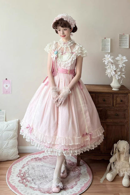 Lolita Jumper Skirt - Sakura’s Spring Resonance, Pink, Long Version, Long Length - additional product view 2