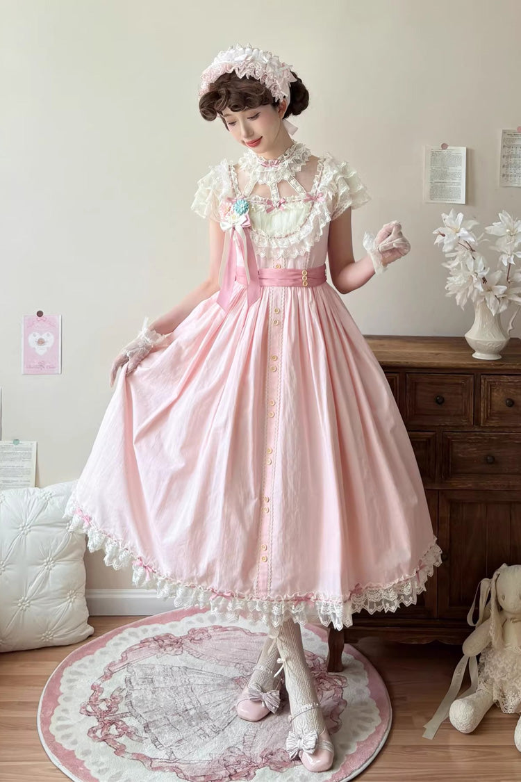 Lolita Jumper Skirt - Sakura’s Spring Resonance, Pink, Long Version, Long Length - additional product view 4