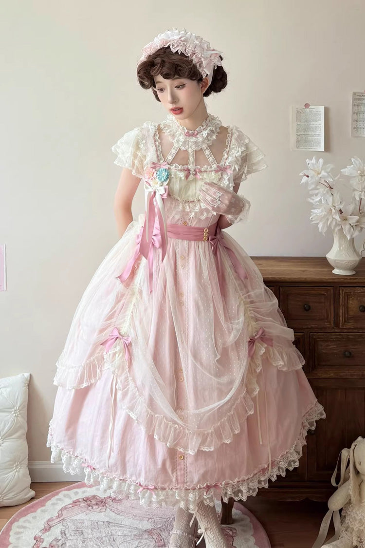 Lolita Jumper Skirt - Sakura’s Spring Resonance, Pink, Long Version, Long Length - additional product view 6