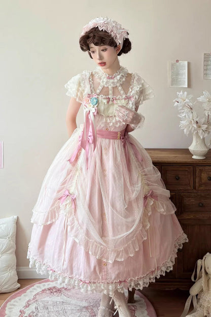 Lolita Jumper Skirt - Sakura’s Spring Resonance, Pink, Long Version, Long Length - additional product view 6