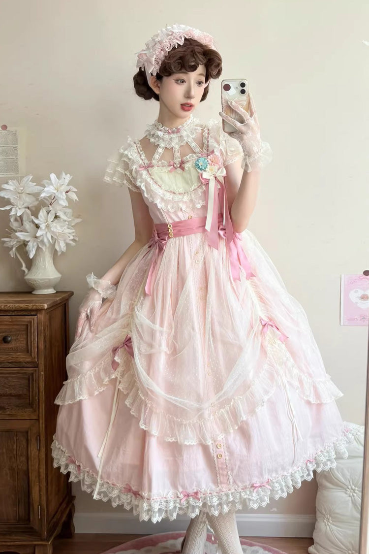 Lolita Jumper Skirt - Sakura’s Spring Resonance, Pink, Long Version, Long Length - additional product view 8