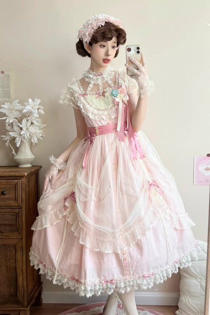 Lolita Jumper Skirt - Sakura’s Spring Resonance, Pink, Long Version, Long Length - additional product view 8