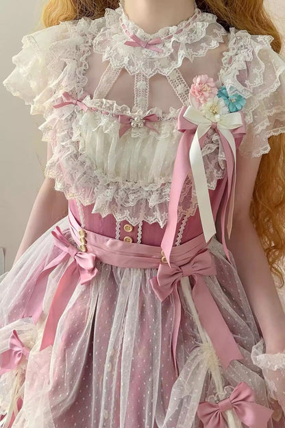 Lolita Jumper Skirt - Sakura’s Spring Resonance, Red, Short Version, Short Length - additional product view 5