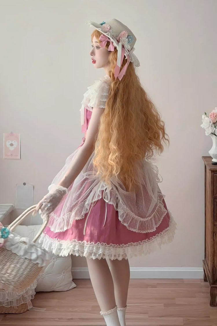 Lolita Jumper Skirt - Sakura’s Spring Resonance, Red, Short Version, Short Length - additional product view 6