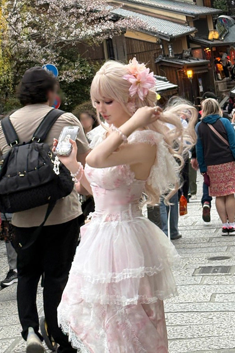 Lolita Jumper Skirt - Sakura Trio, Pink, Ruffled, Layered, Sweet Style - additional product view 3