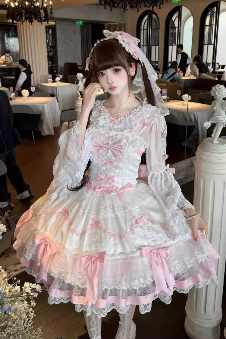 Lolita Jumper Skirt - Scarlet Heart Cocoa, 2 Colors, Layered, Sweet Style, Bow Detail - additional product view 3