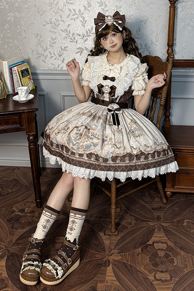 Lolita Jumper Skirt - Sea Salt Fairy Tale Doll, 2 Colors, Sweet Style, Bow Detail, Ruffled - additional product view 4