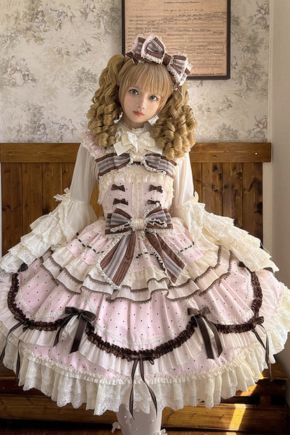 Lolita Jumper Skirt - Shengqiao Tata, Pink, Lace Trim, Ruffled, Printed - additional product view 14