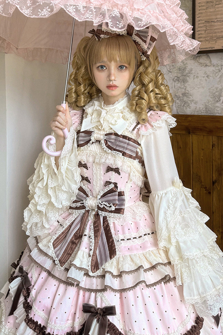 Lolita Jumper Skirt - Shengqiao Tata, Pink, Lace Trim, Ruffled, Printed - additional product view 15