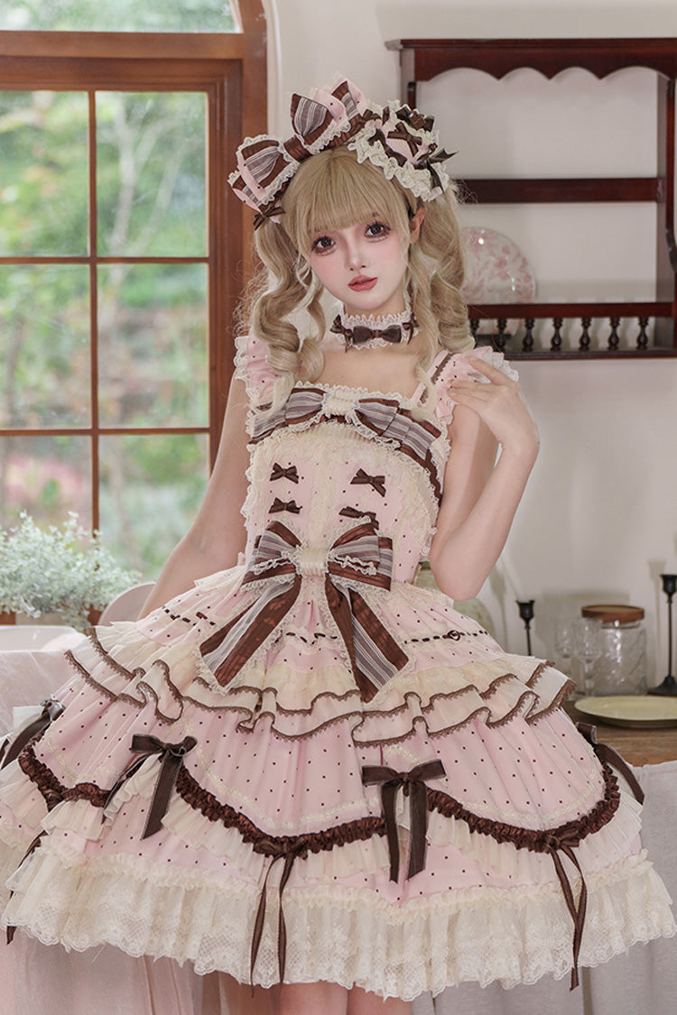 Lolita Jumper Skirt - Shengqiao Tata, Pink, Lace Trim, Ruffled, Printed - additional product view 20