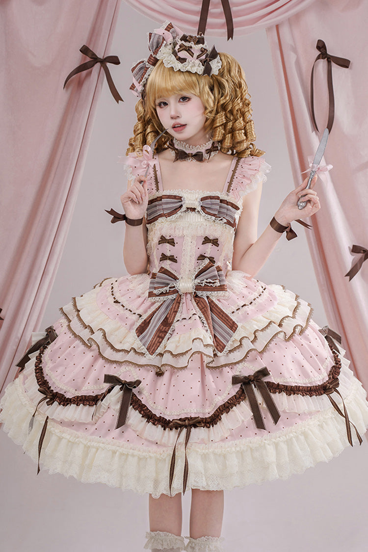 Lolita Jumper Skirt - Shengqiao Tata, Pink, Lace Trim, Ruffled, Printed - additional product view 21