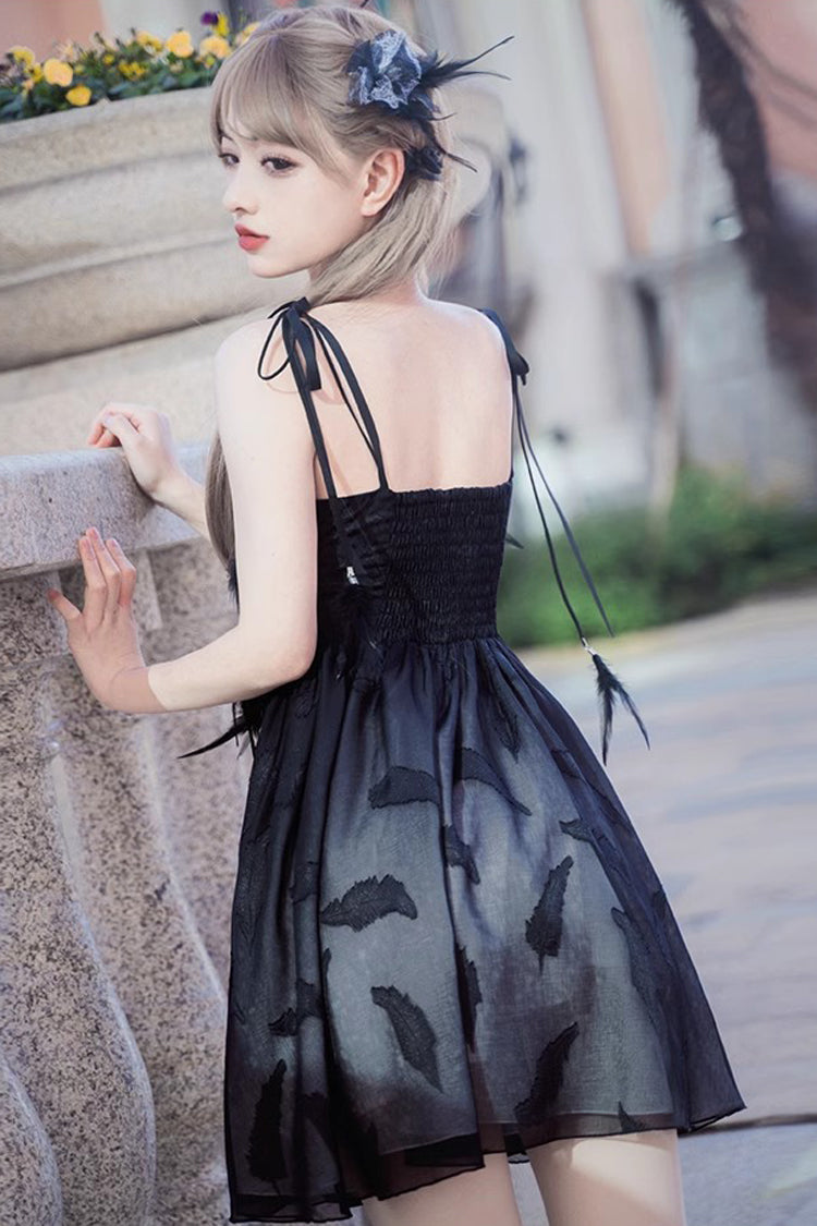 Lolita Jumper Skirt - Silent Melody Elegant Black Swan, Black, Gothic Style, Printed - additional product view 4