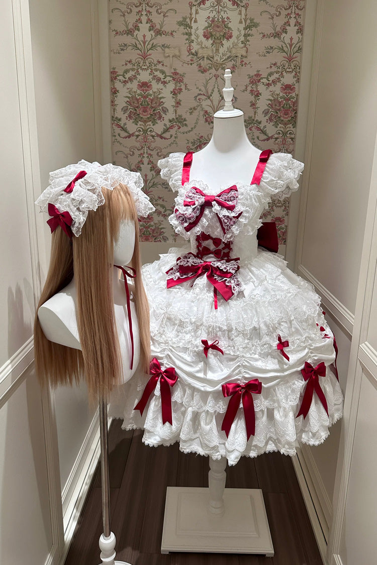 Lolita Jumper Skirt - Silk Satin Gift Box, 2 Colors, Square Collar, Ruffled, Layered - additional product view 2