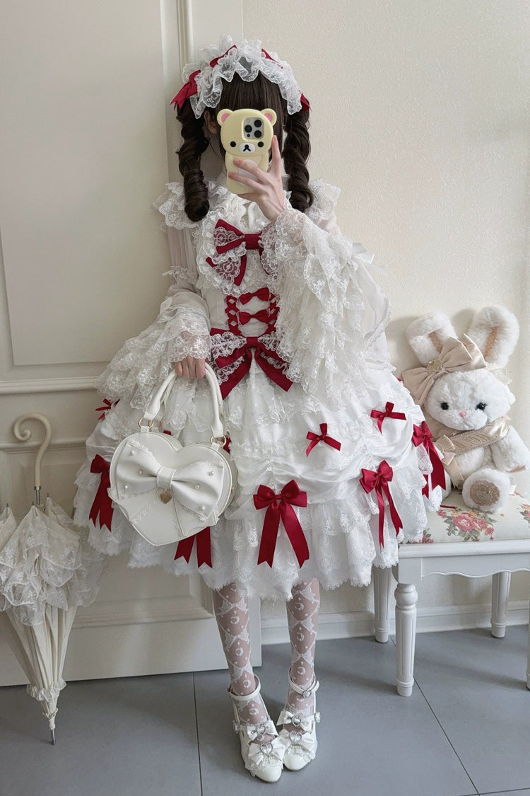 Lolita Jumper Skirt - Silk Satin Gift Box, 2 Colors, Square Collar, Ruffled, Layered - additional product view 7
