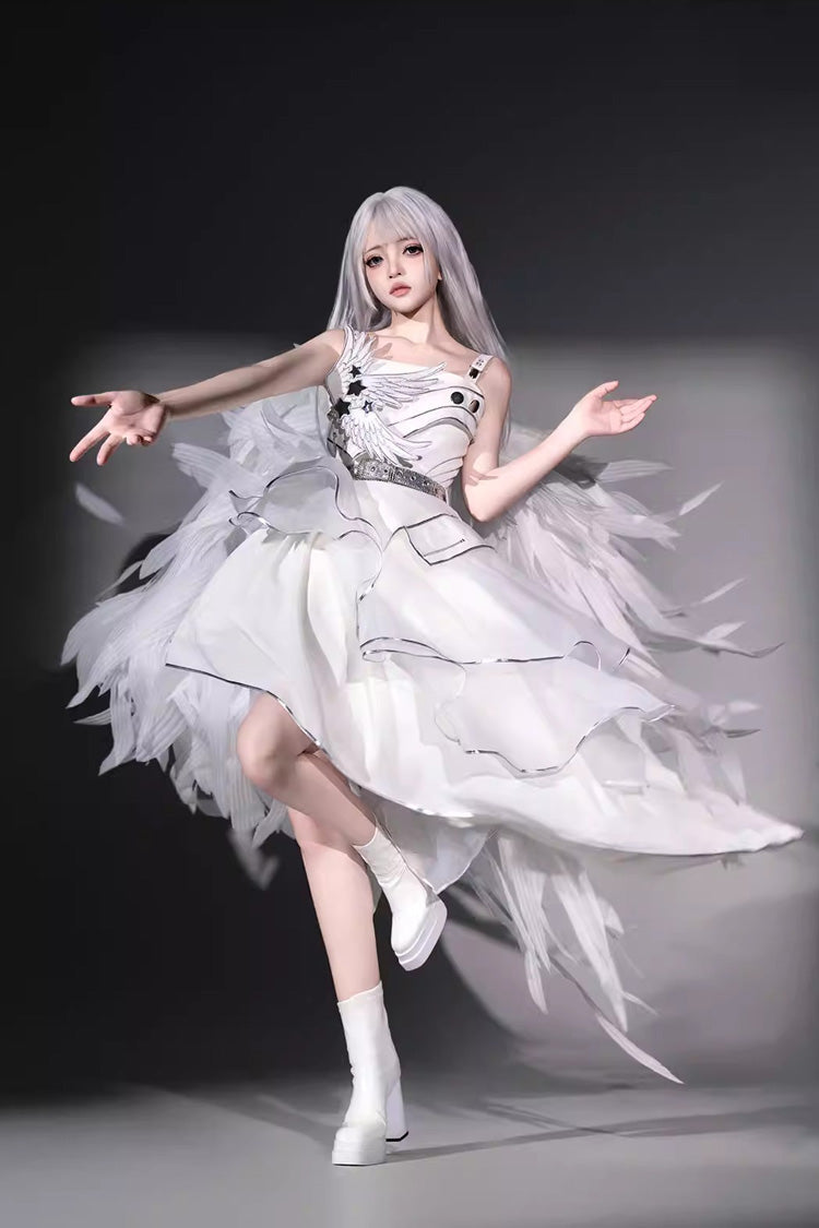 Lolita Jumper Skirt - Silver Wings, 2 Colors, Stand Collar, Punk Style - additional product view 3