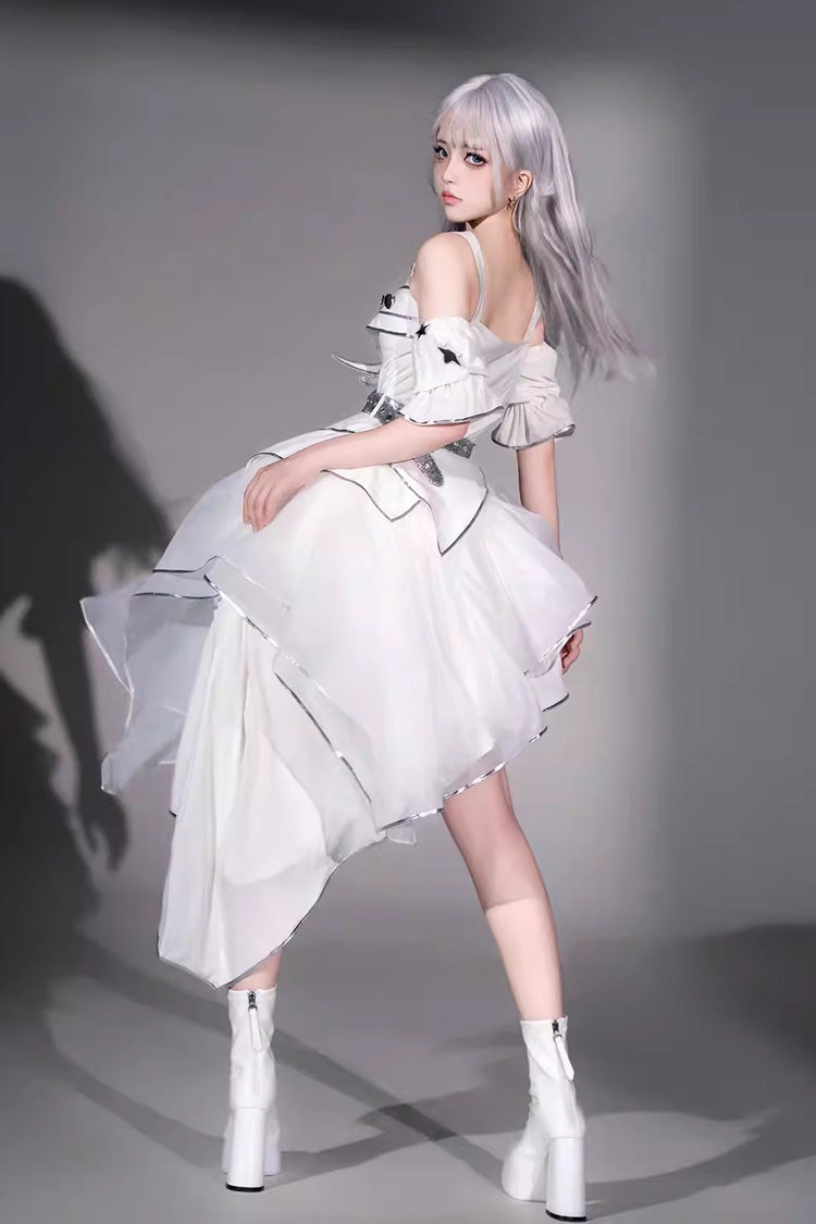 Lolita Jumper Skirt - Silver Wings, 2 Colors, Stand Collar, Punk Style - additional product view 4