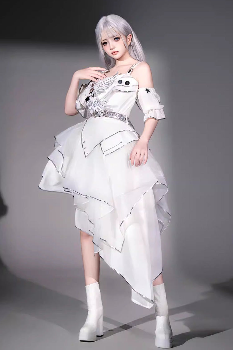Lolita Jumper Skirt - Silver Wings, 2 Colors, Stand Collar, Punk Style - additional product view 5