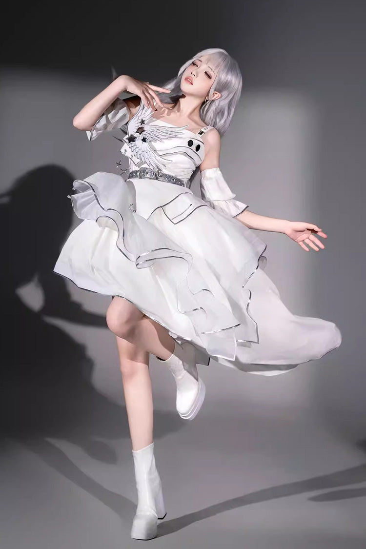 Lolita Jumper Skirt - Silver Wings, 2 Colors, Stand Collar, Punk Style - additional product view 7