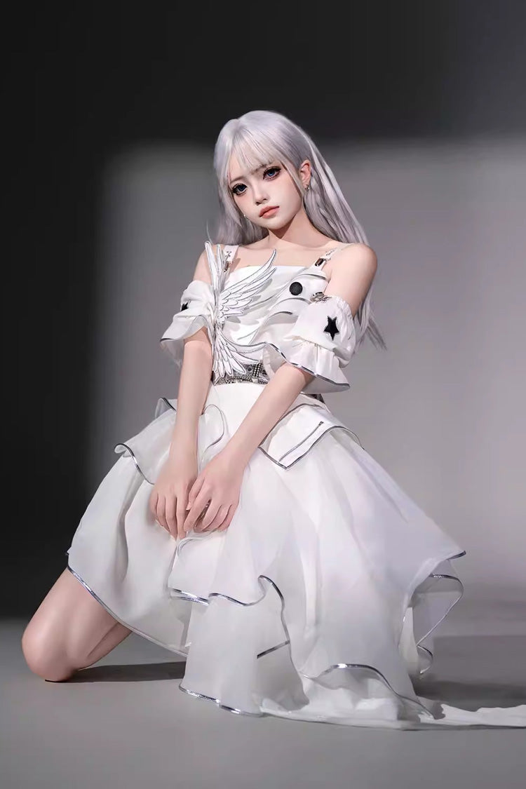 Lolita Jumper Skirt - Silver Wings, 2 Colors, Stand Collar, Punk Style - additional product view 8