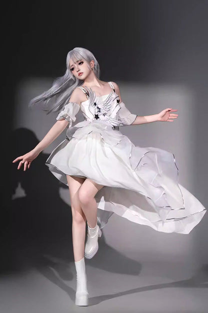 Lolita Jumper Skirt - Silver Wings, 2 Colors, Stand Collar, Punk Style - additional product view 9