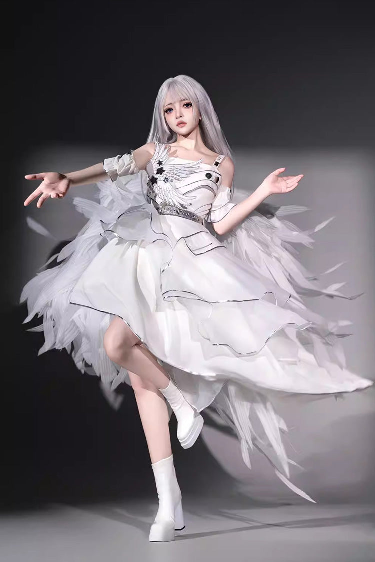 Lolita Jumper Skirt - Silver Wings, 2 Colors, Stand Collar, Punk Style - additional product view 10