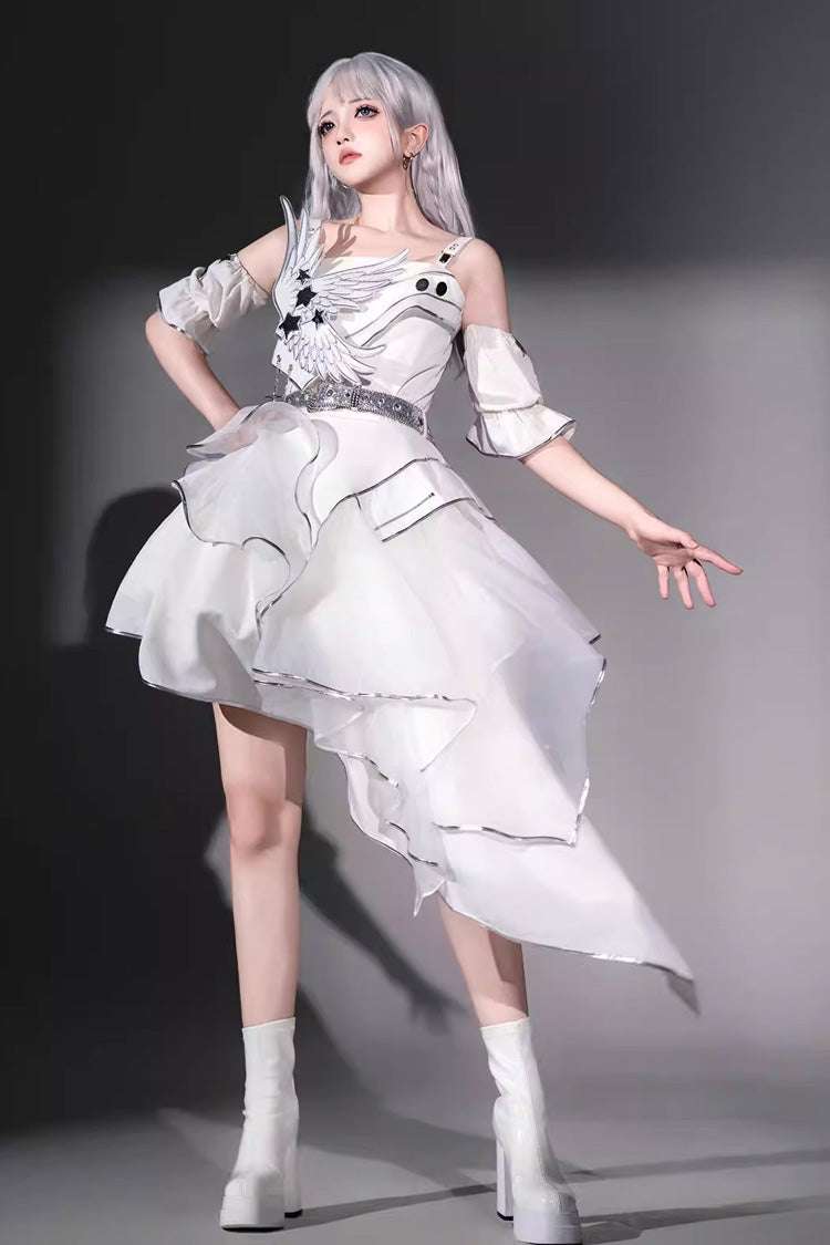 Lolita Jumper Skirt - Silver Wings, 2 Colors, Stand Collar, Punk Style - main product image