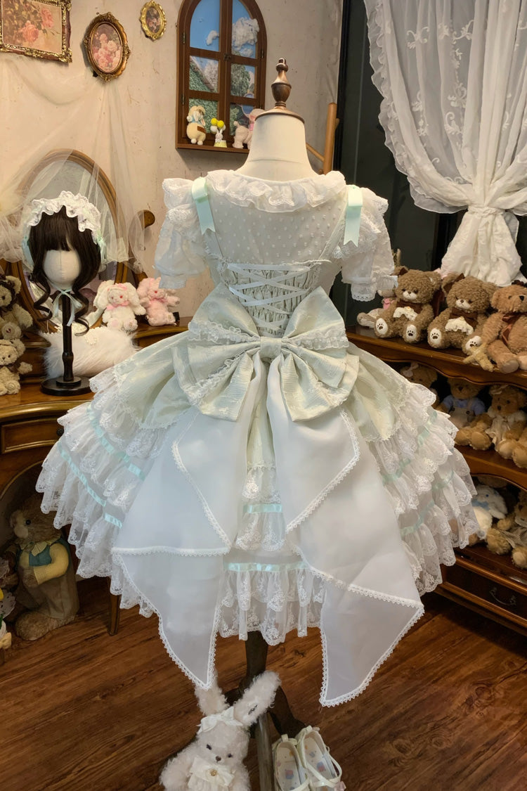 Lolita Jumper Skirt - Snow Kissed Romance, Green, High Waist, Layered, Sweet Style - additional product view 4