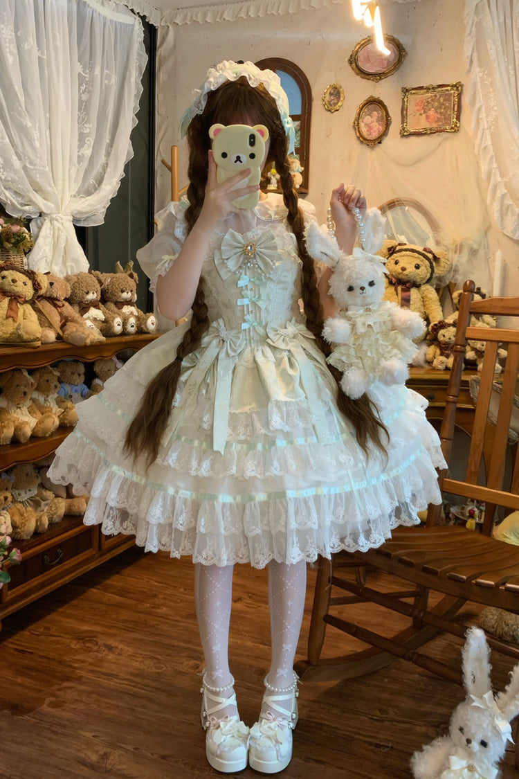 Lolita Jumper Skirt - Snow Kissed Romance, Green, High Waist, Layered, Sweet Style - additional product view 6