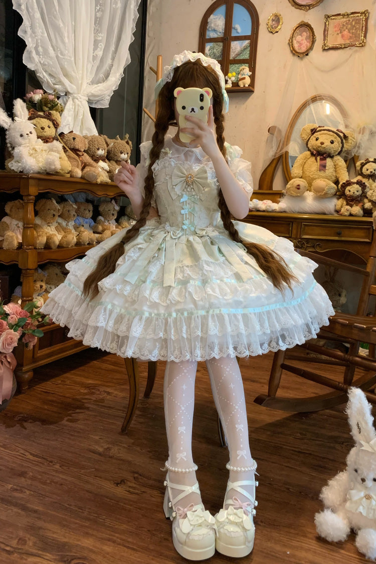 Lolita Jumper Skirt - Snow Kissed Romance, Green, High Waist, Layered, Sweet Style - additional product view 7