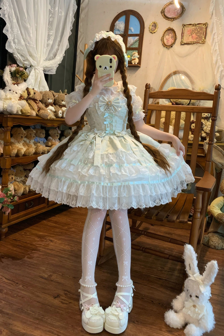 Lolita Jumper Skirt - Snow Kissed Romance, Green, High Waist, Layered, Sweet Style - additional product view 9