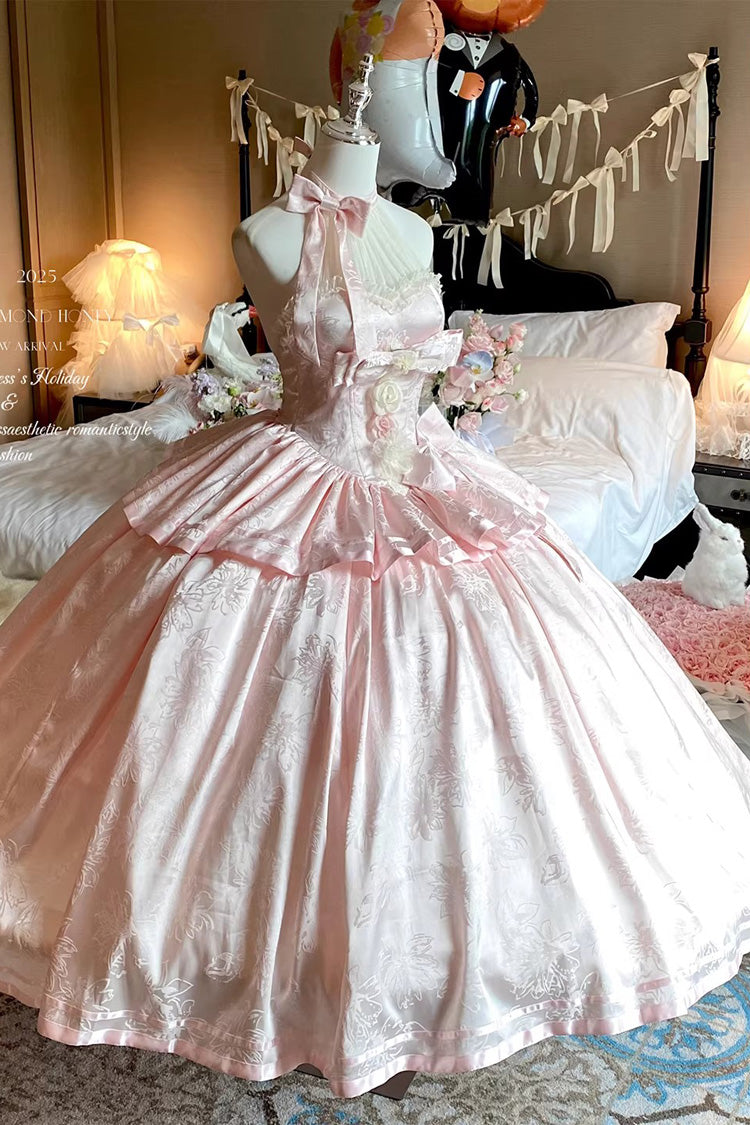Lolita Jumper Skirt - Softly Into Dreams, Pink, Long Length, Lace Trim, Ruffled - additional product view 3