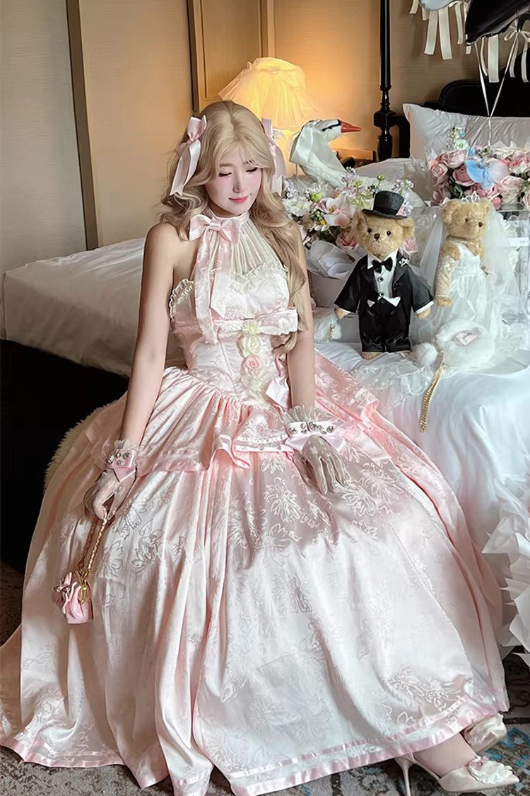 Lolita Jumper Skirt - Softly Into Dreams, Pink, Long Length, Lace Trim, Ruffled - additional product view 4